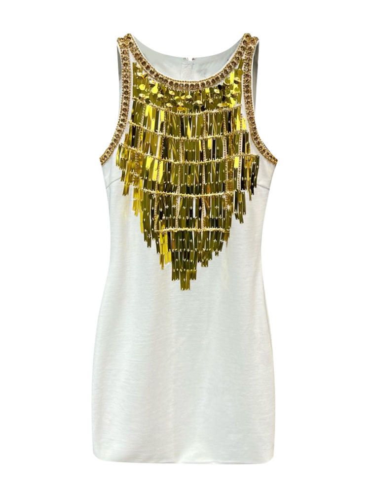 Goddess Glam Black & Gold Sequin Bandage Mini Dress