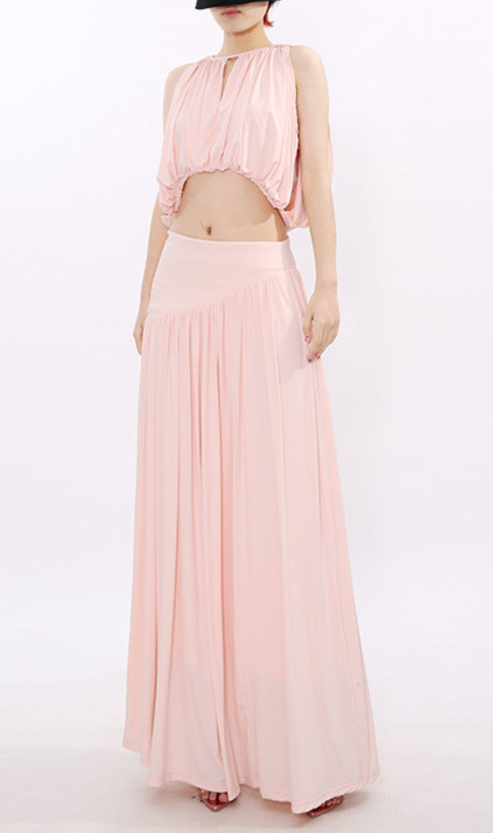 Jennyl Effortless Chic Blush Pink Crop Top & Maxi Skirt Set | Two-Piece Outfit