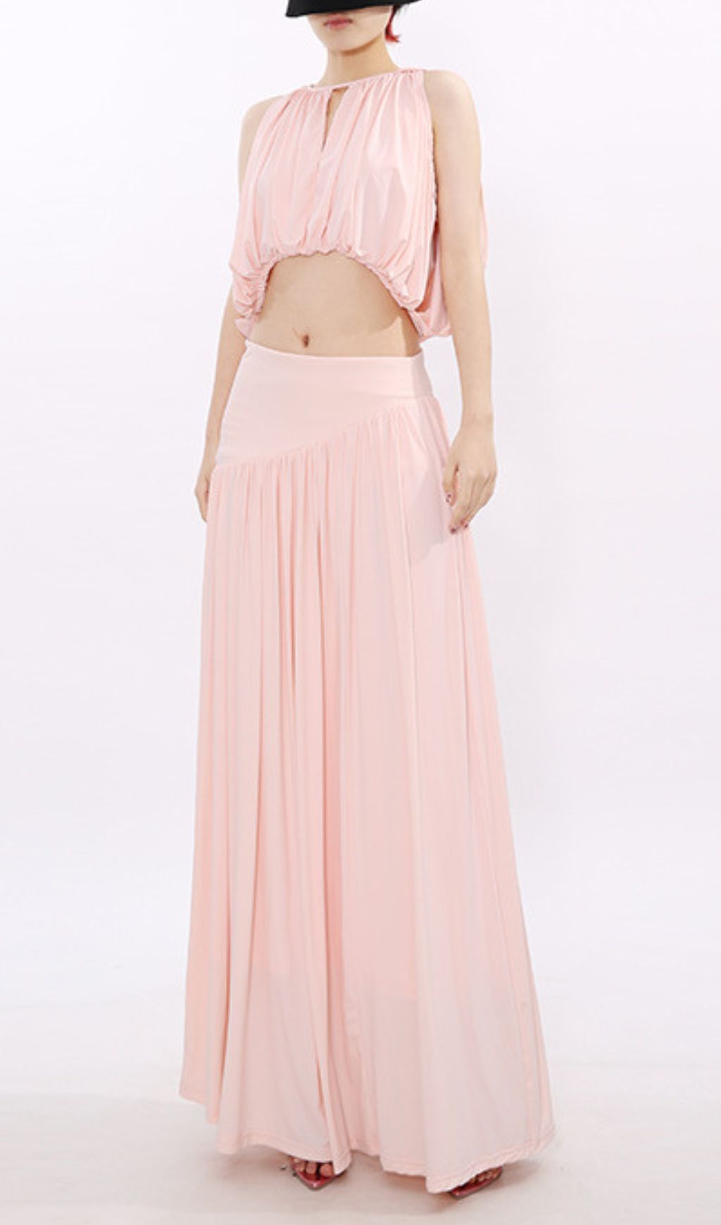 Jennyl Effortless Chic Blush Pink Crop Top & Maxi Skirt Set | Two-Piece Outfit