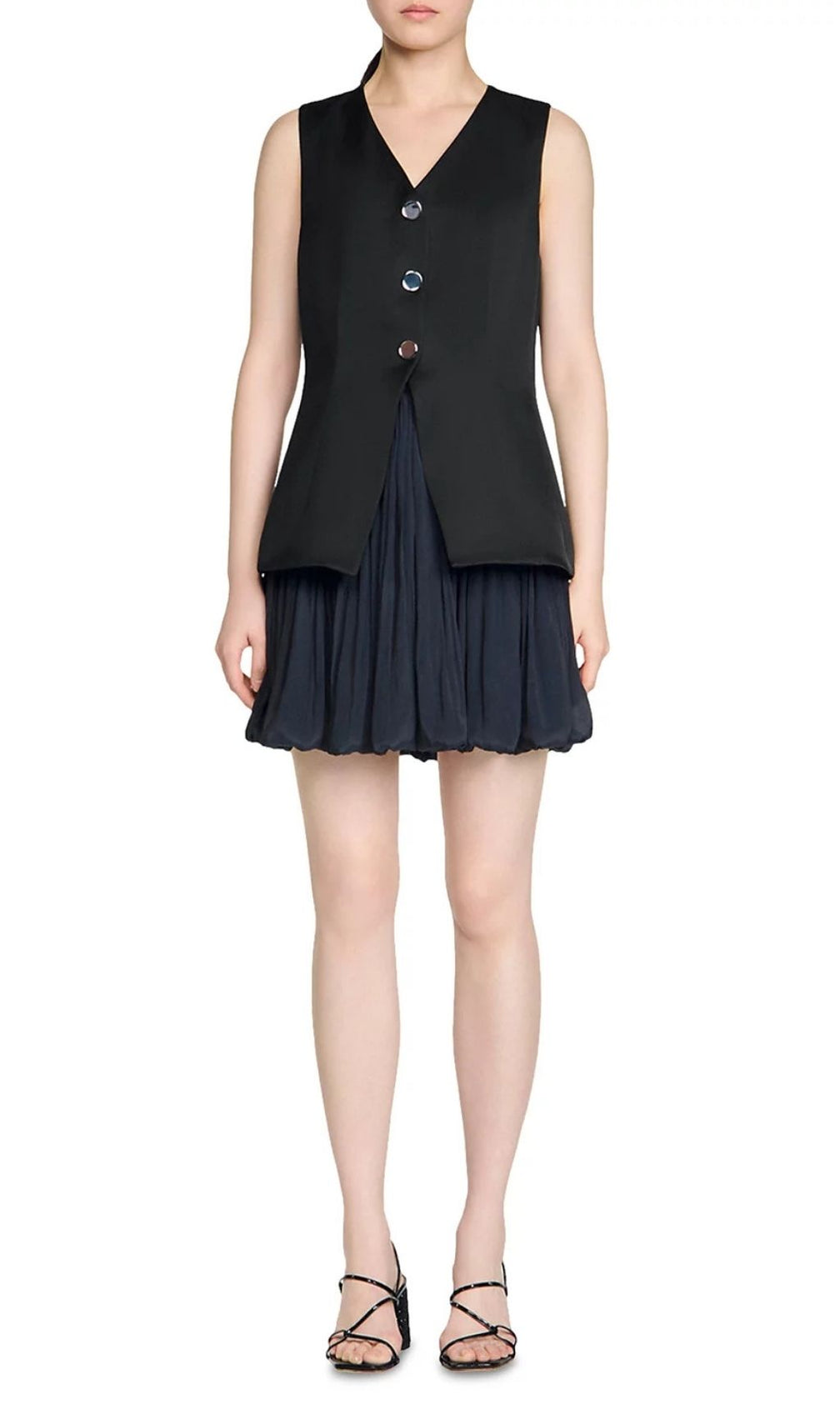 Nilda Chic Sleeveless Vest Bodice Bubble Mini Dress | Modern & Elegant