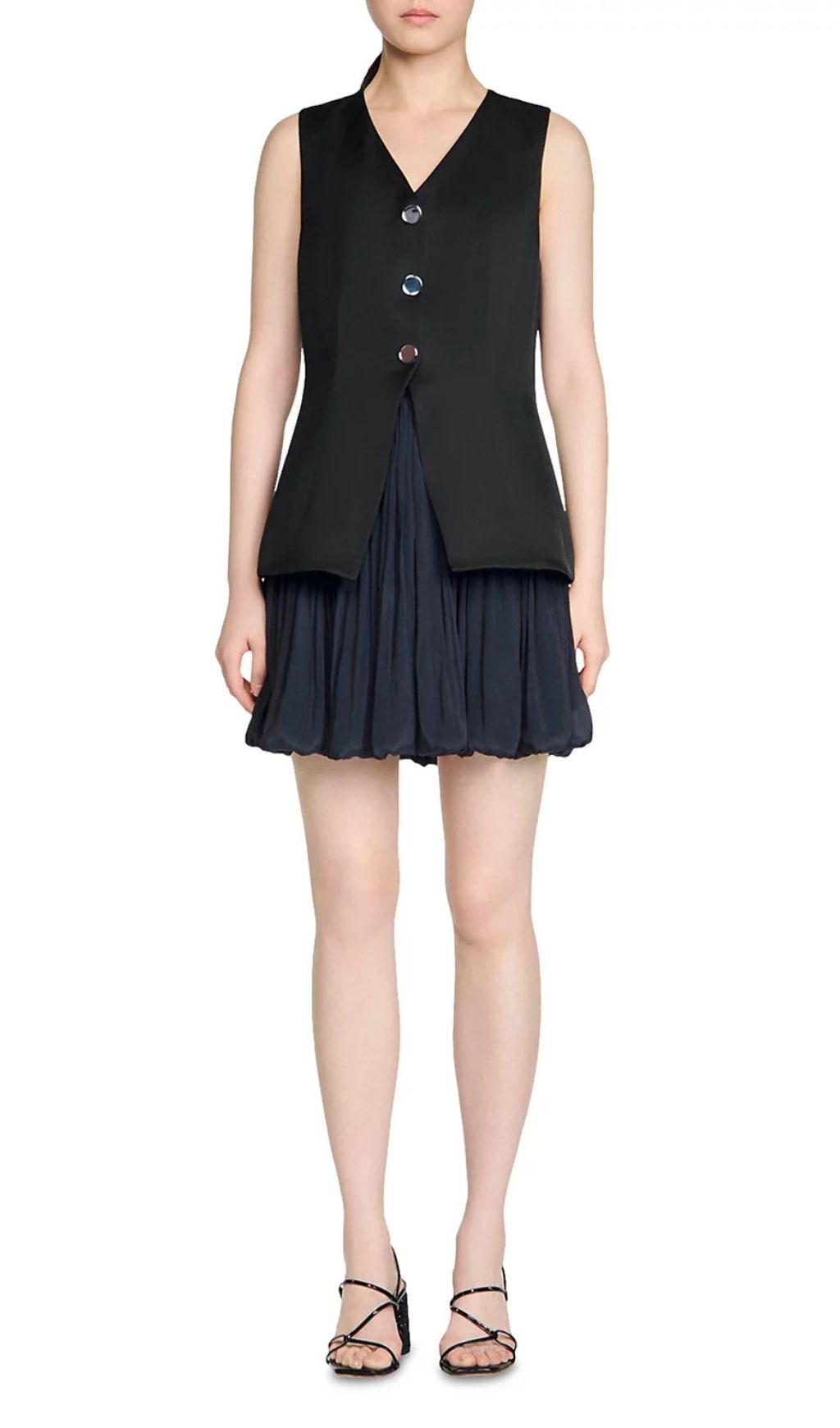 Nilda Chic Sleeveless Vest Bodice Bubble Mini Dress | Modern & Elegant