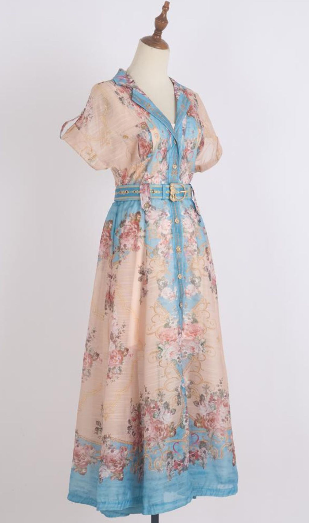 Gloria Printed Belt Maxi Dress