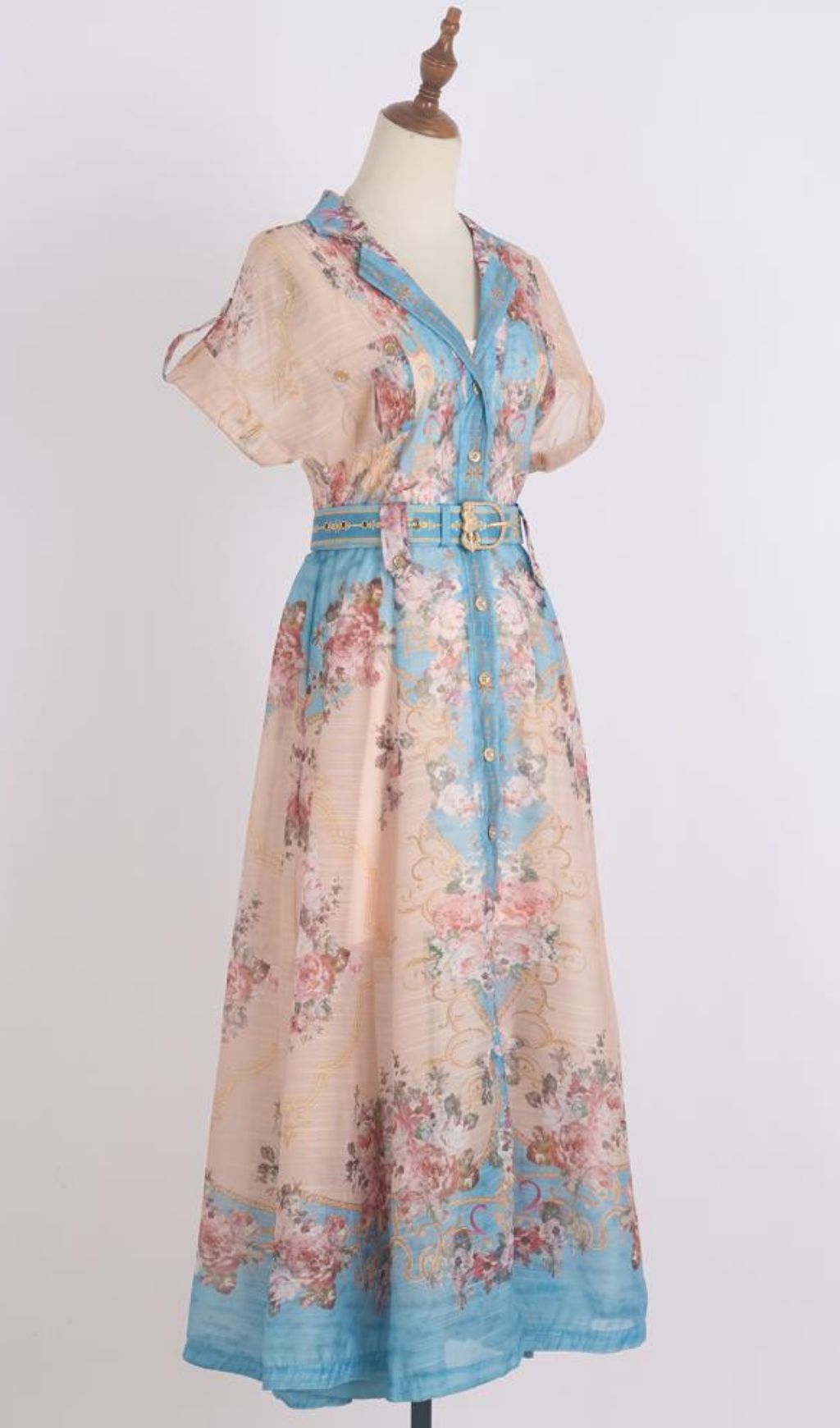 Gloria Printed Belt Maxi Dress