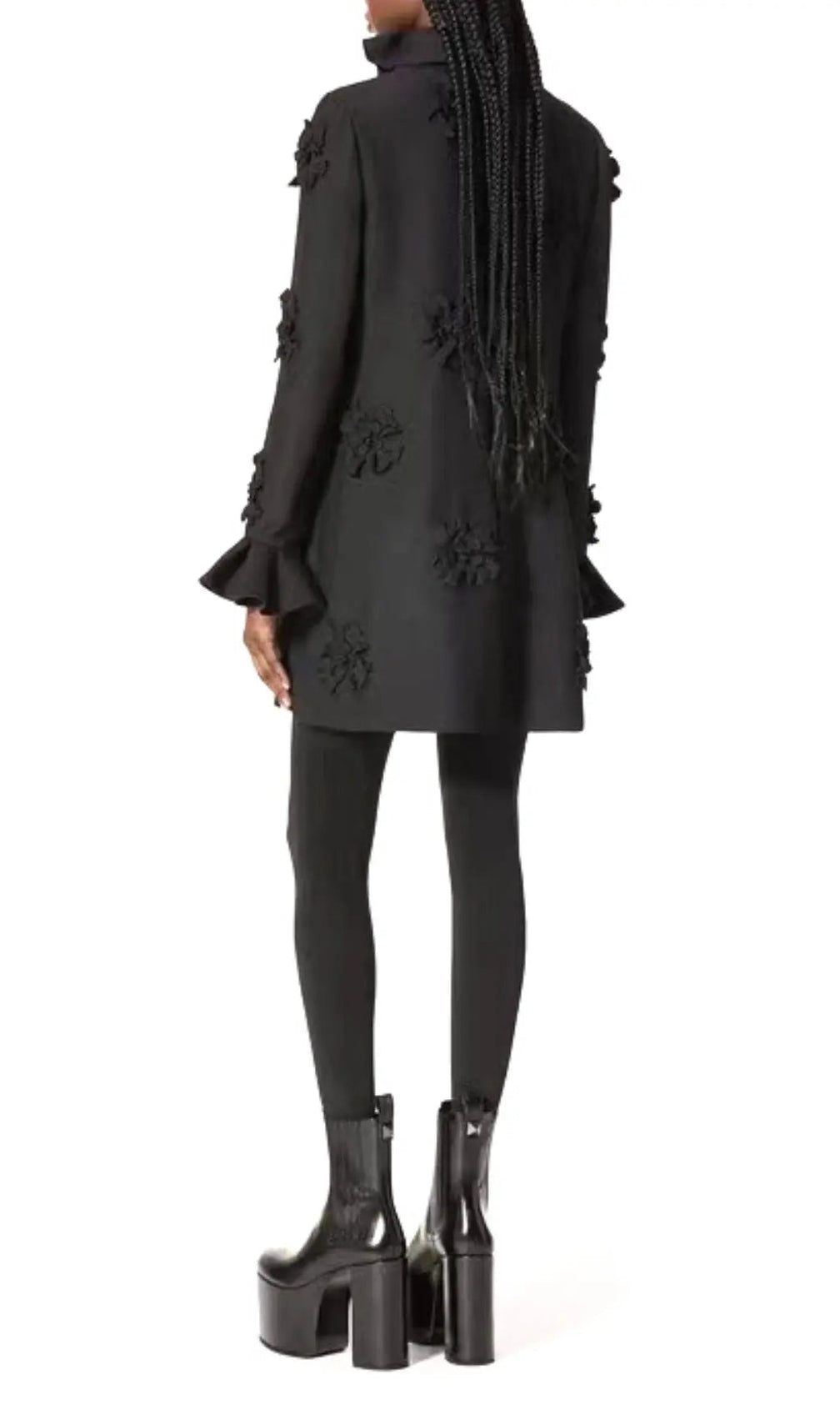 Acelin Black Flower Embellished Mini Dress