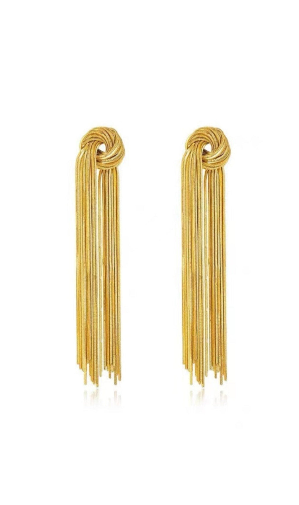 Gold Tied Tassel Earrings