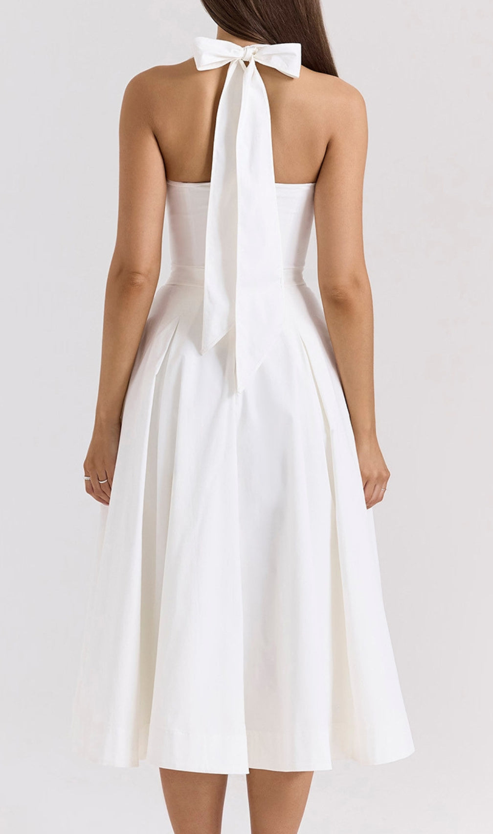Dezba White Halter Corset Midi Dress