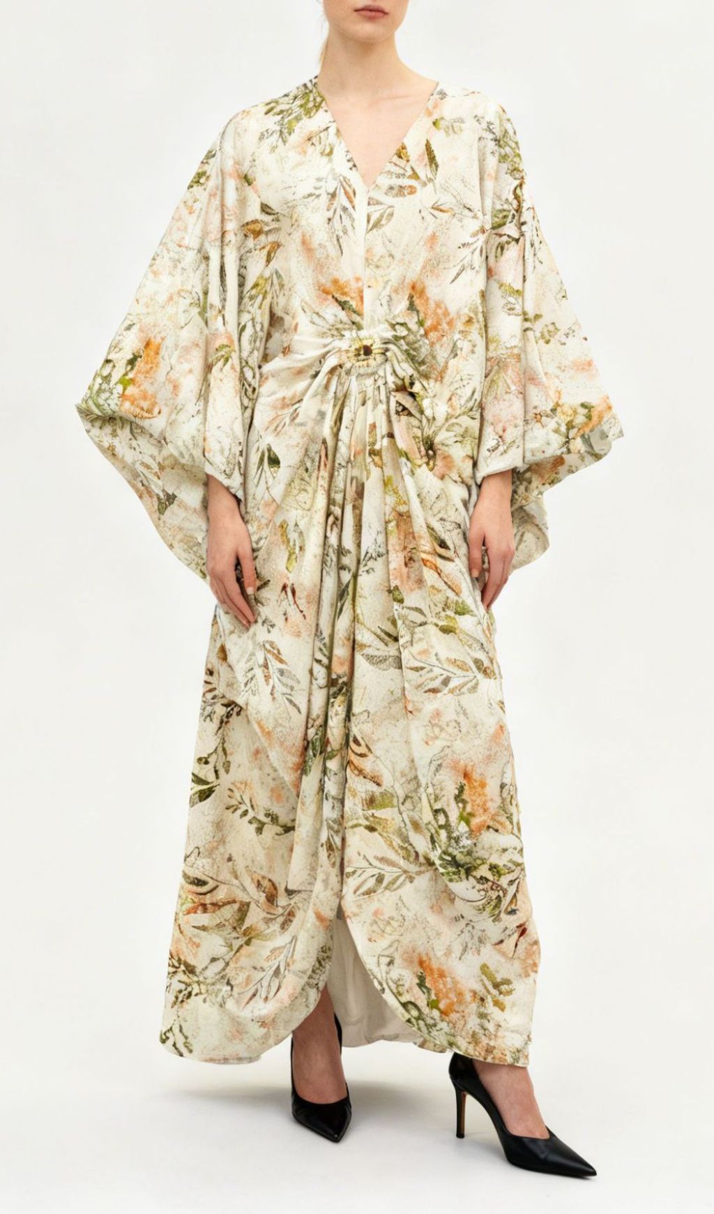 Jeanine Botanical Bloom Flowing Maxi Dress | Elegant Long Sleeve
