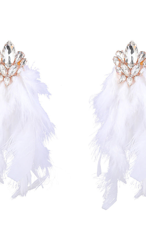 Rhinestone Feather Earrings