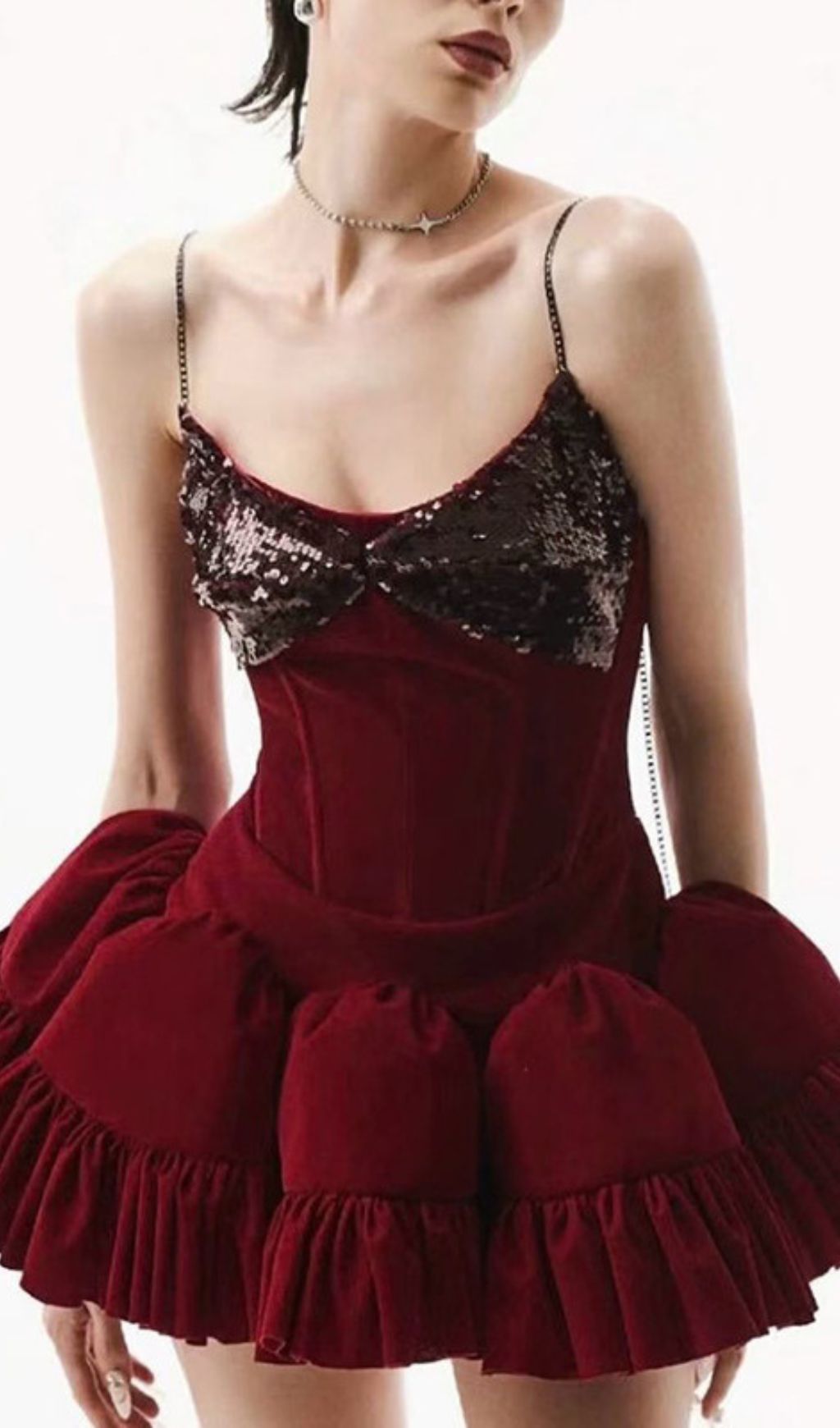 Itai Glamorous Sequin & Velvet Party Mini Dress