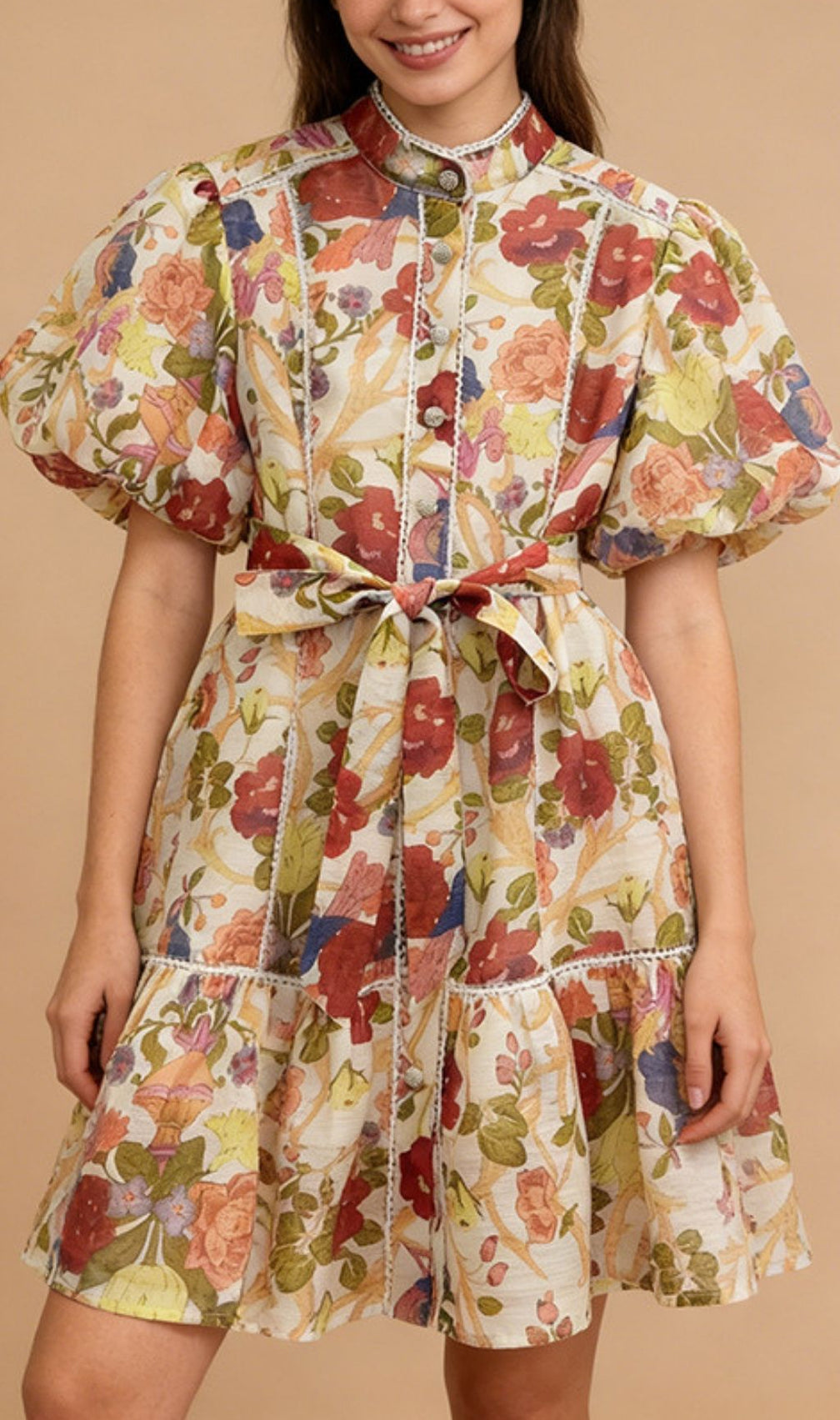 Kathia Puff Sleeve Floral Mini Dress