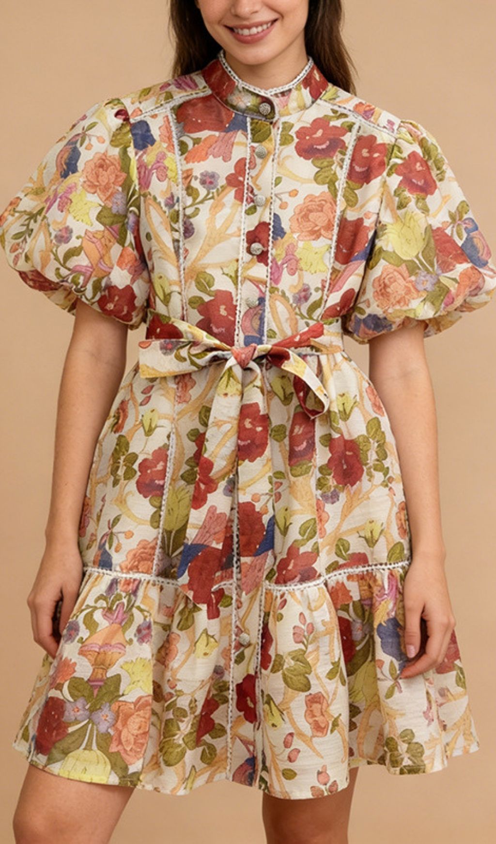 Kathia Puff Sleeve Floral Mini Dress