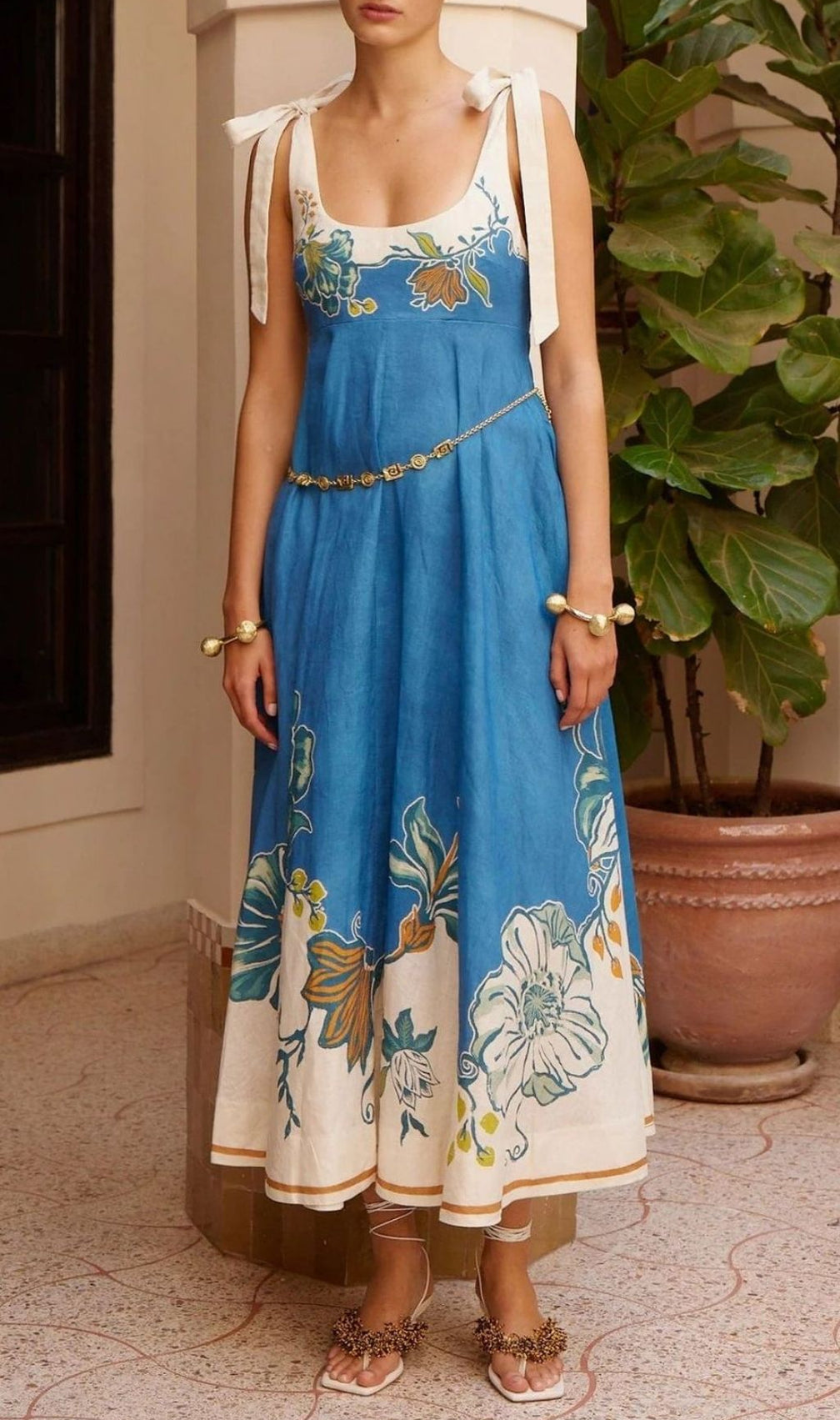Konner Blue Printed Maxi Dress