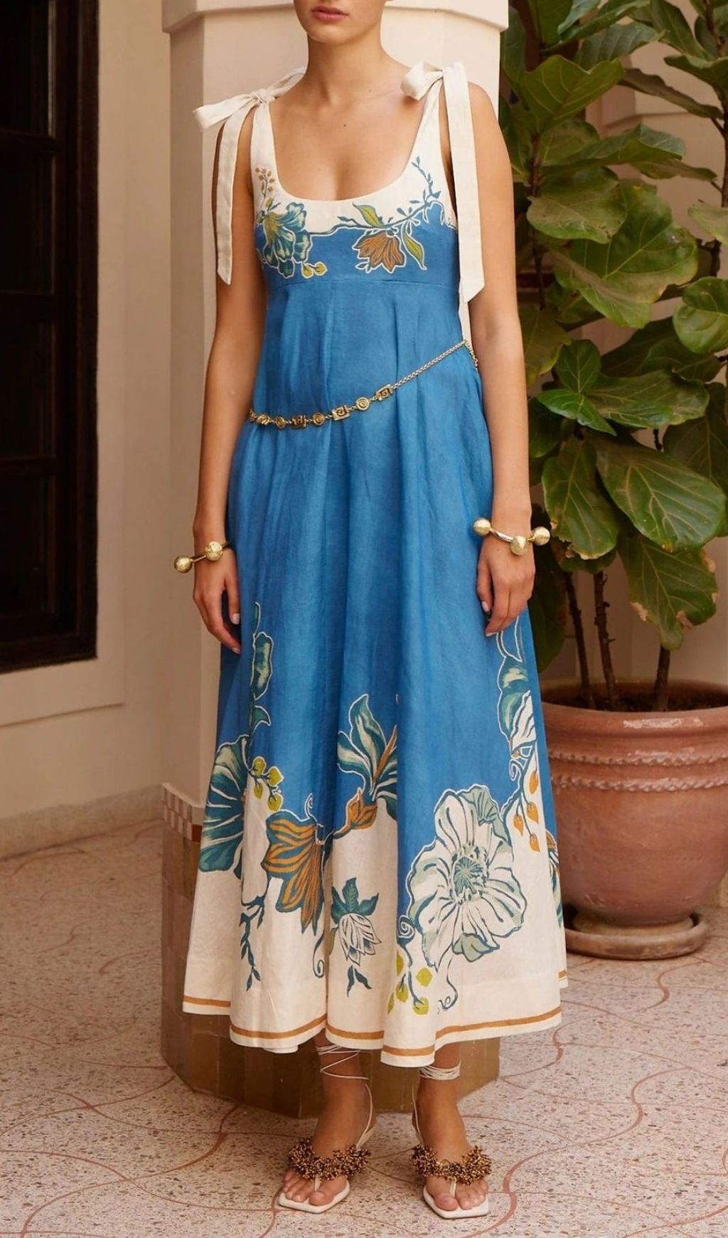 Konner Blue Printed Maxi Dress
