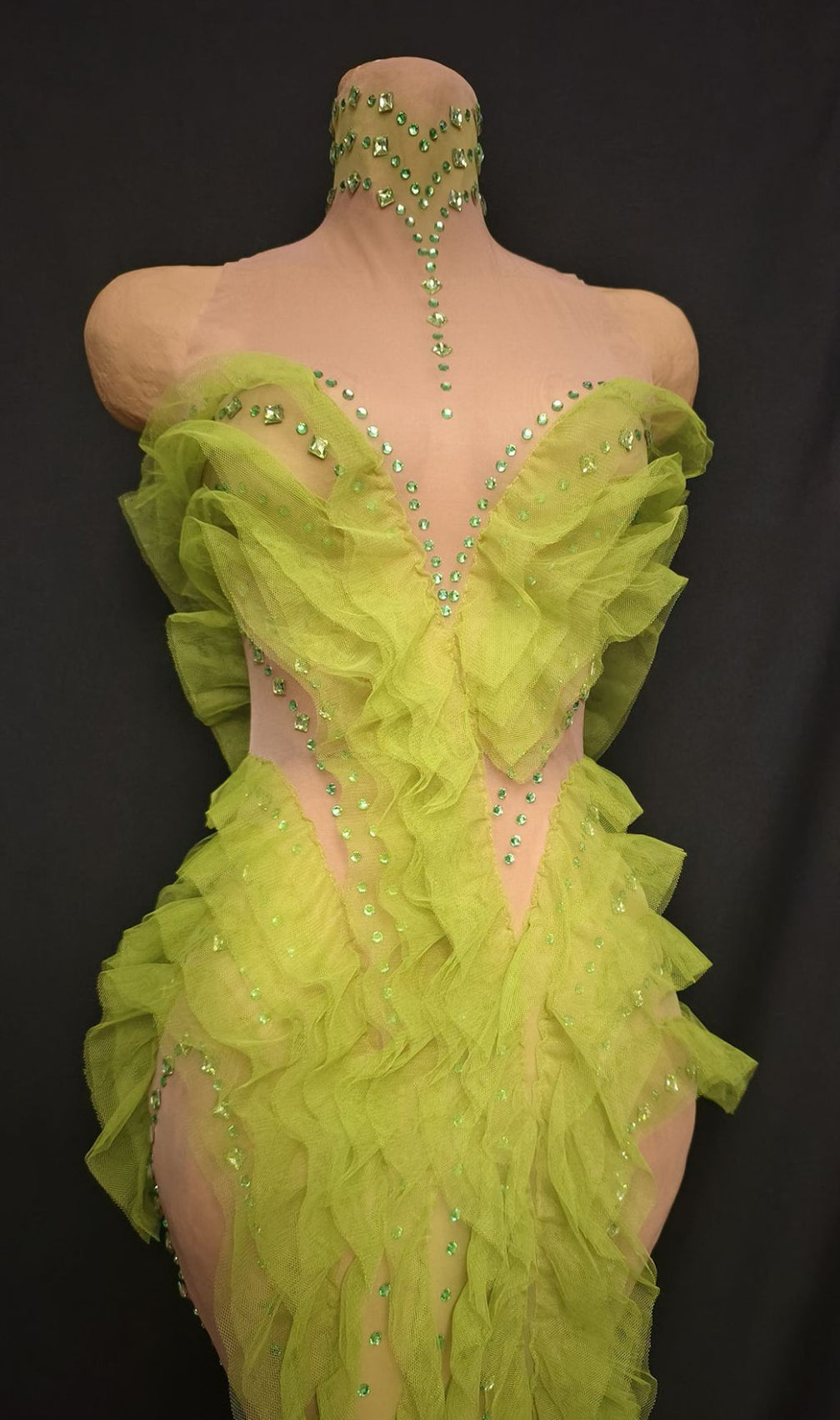 Jaela Yellow Diamante Ruffle Maxi Dress - Glamorous Strapless Gala Gown