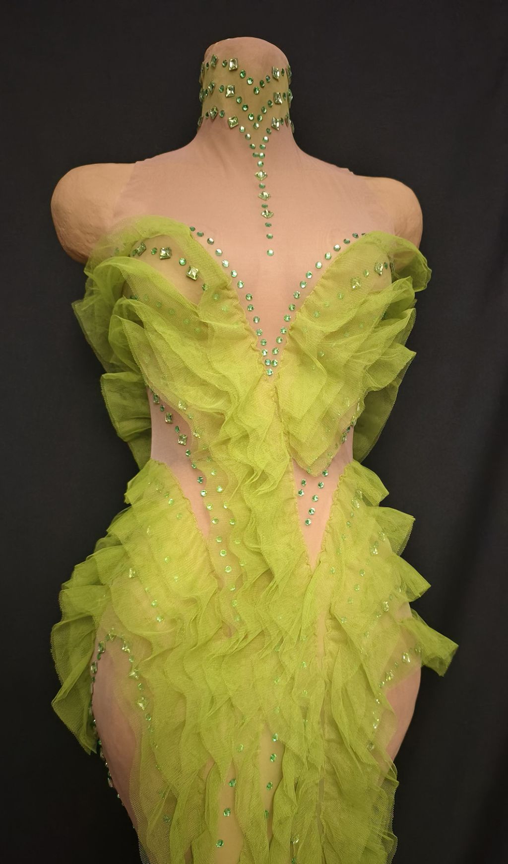 Jaela Yellow Diamante Ruffle Maxi Dress - Glamorous Strapless Gala Gown