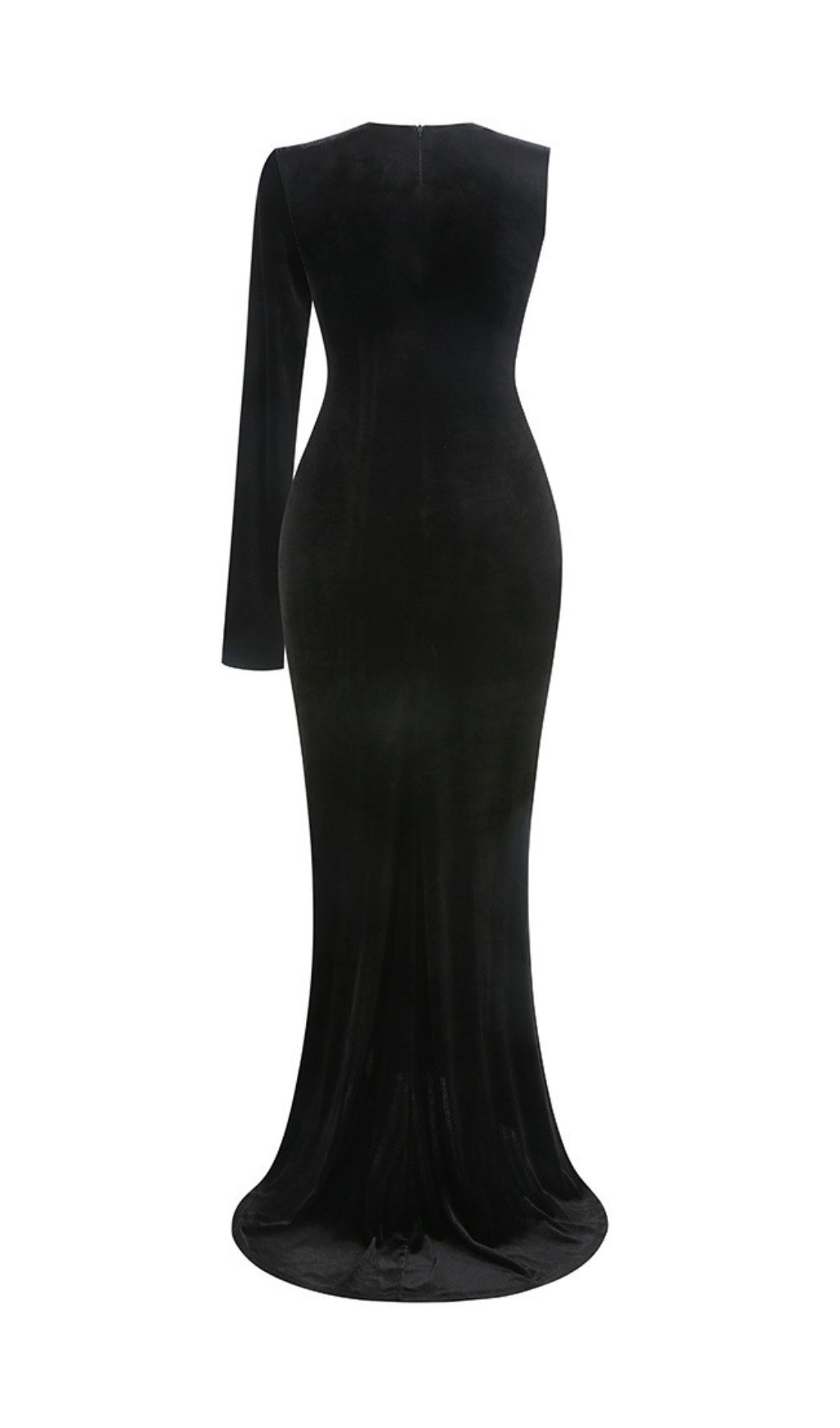 Joyce Black Velvet One-Sleeve Bow Maxi Gown | Statement Slit Dress