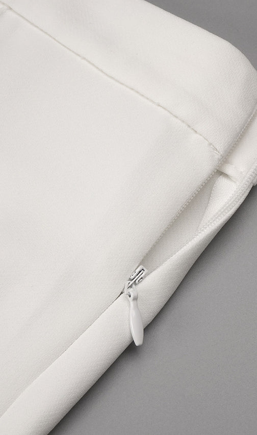 Jerusha White Floral Peplum Top & Tailored Wide-Leg Pants Set