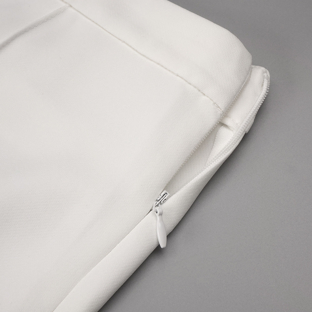 Jerusha White Floral Peplum Top & Tailored Wide-Leg Pants Set