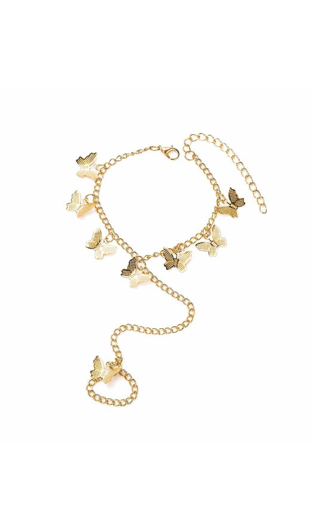 Jovita Dainty Gold Butterfly Hand Chain Finger Ring Bracelet for Women