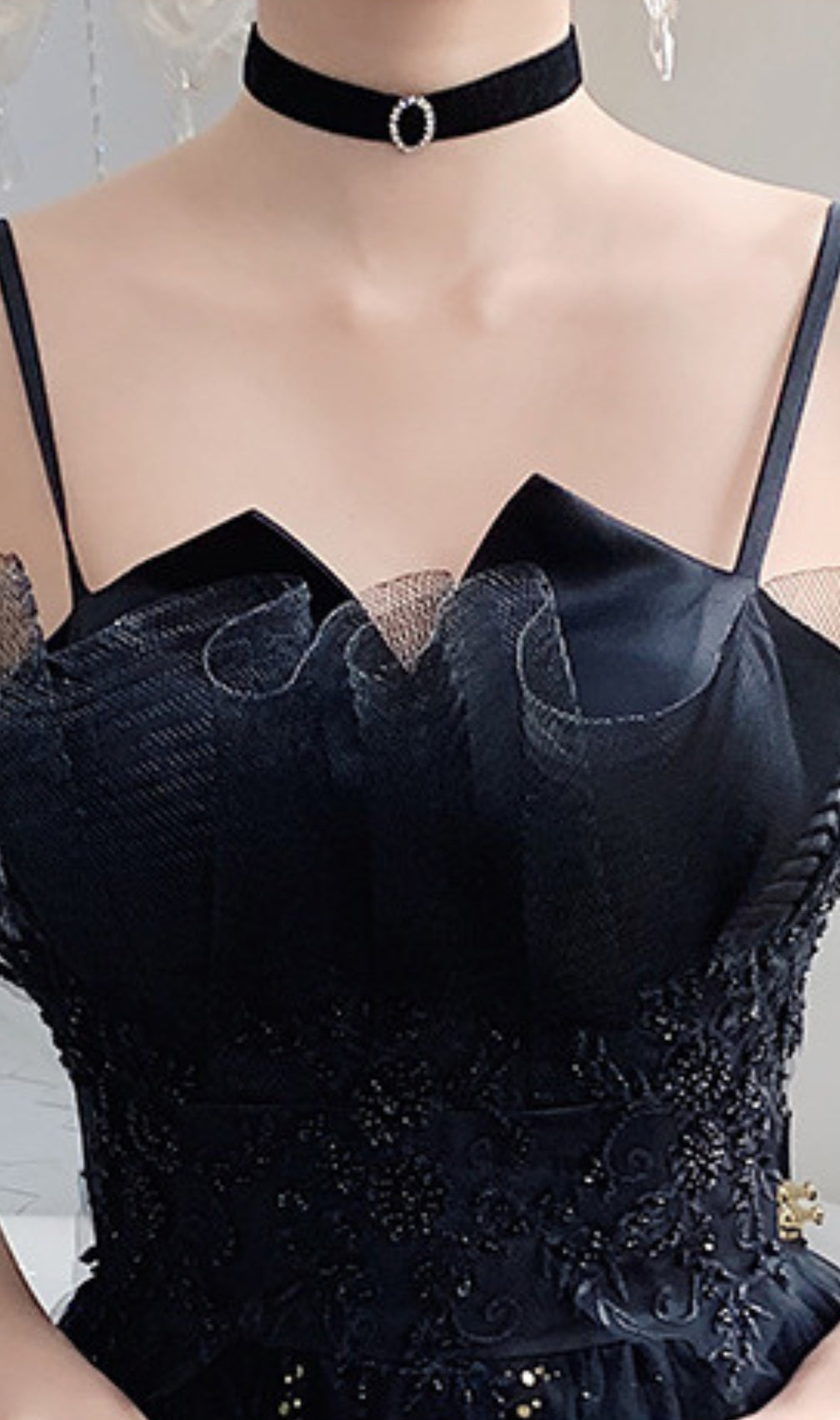 Chiye Black Strappy Mesh Maxi Dress