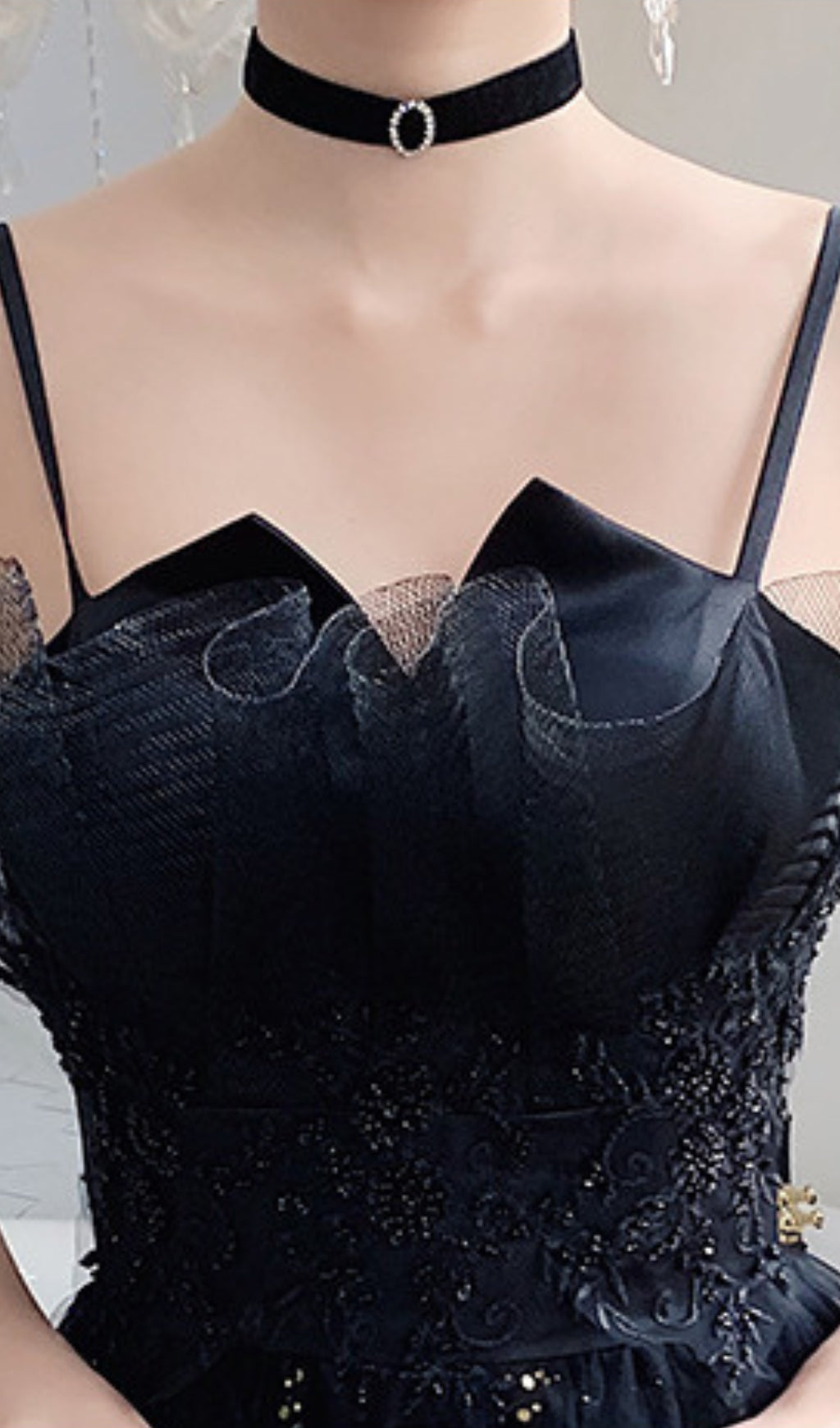 Chiye Black Strappy Mesh Maxi Dress