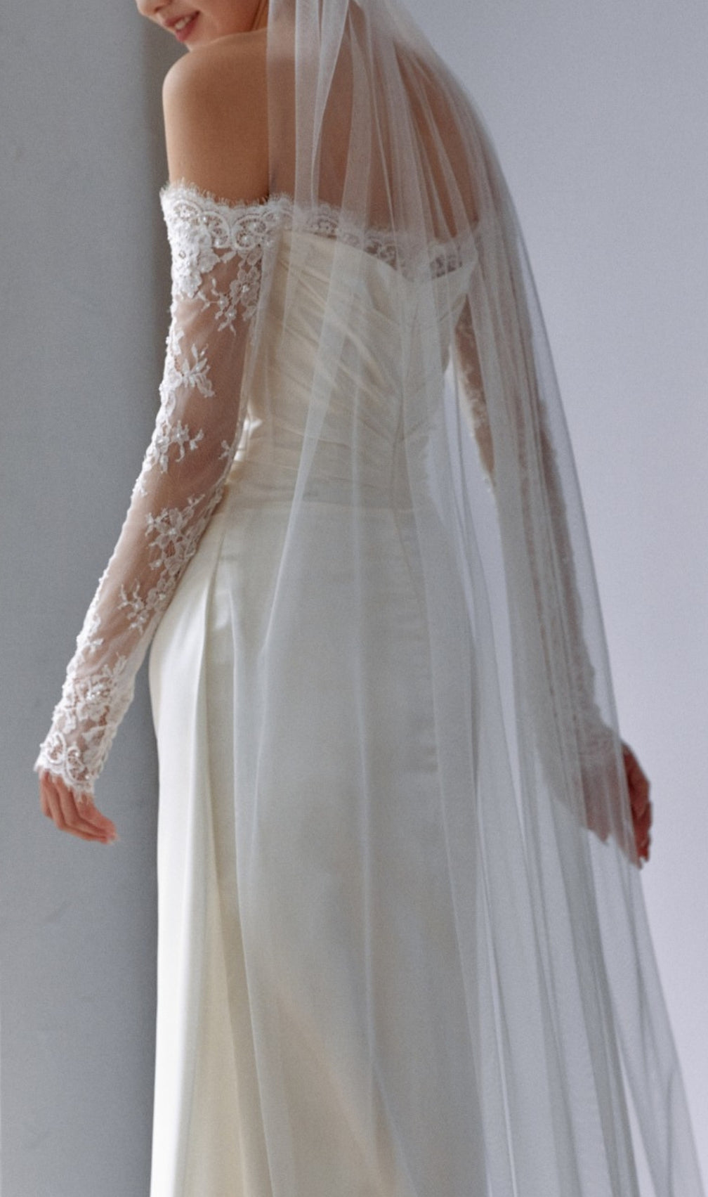 Colleen White Off Shoulder Lace Wedding Dress