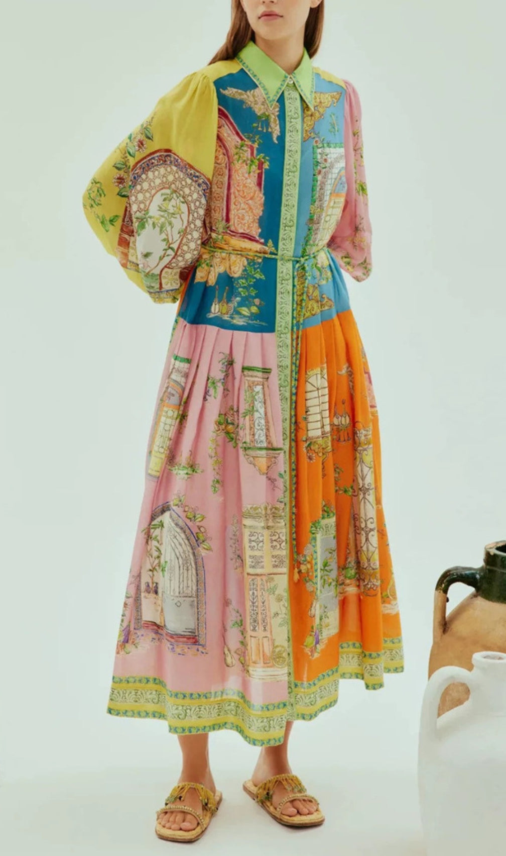 Elgin Printed Long Sleeve Midi Dress
