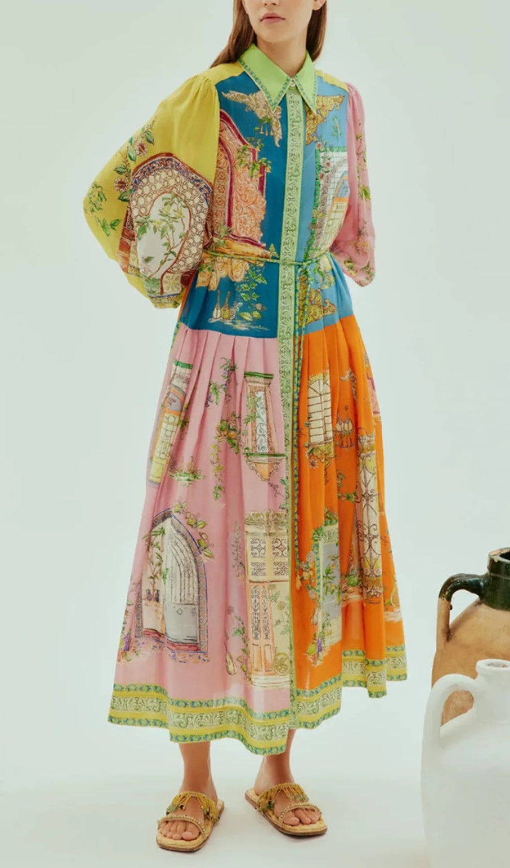 Elgin Printed Long Sleeve Midi Dress