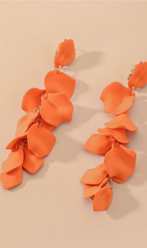 Cora Cascading Red Petal Statement Dangle Earrings