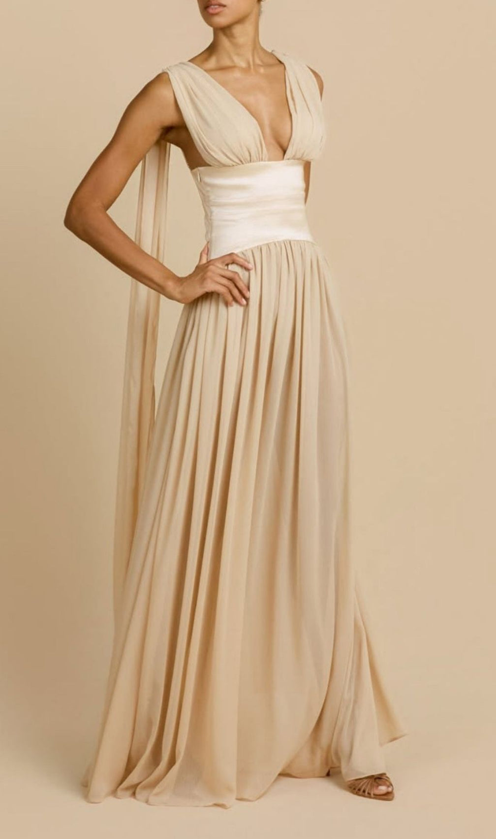 Korinna Ivory Chiffon Maxi Dress