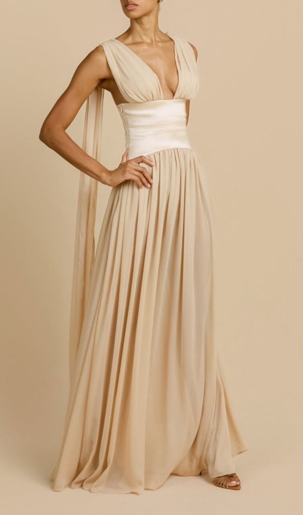 Korinna Ivory Chiffon Maxi Dress