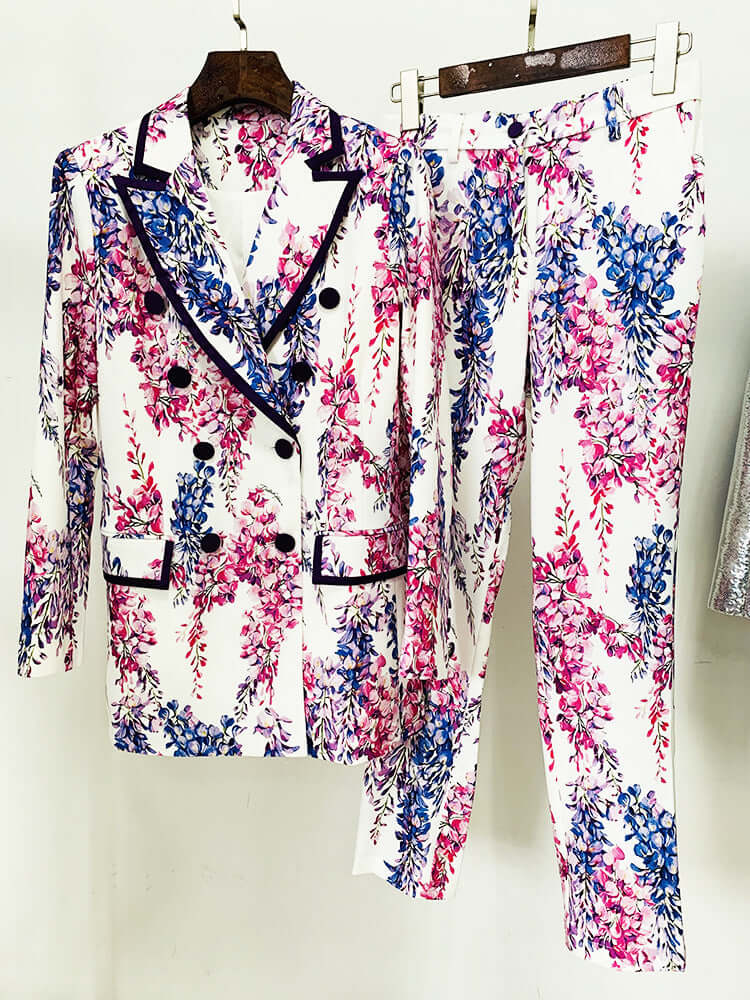 Anastazja Purple Floral Blazer Set