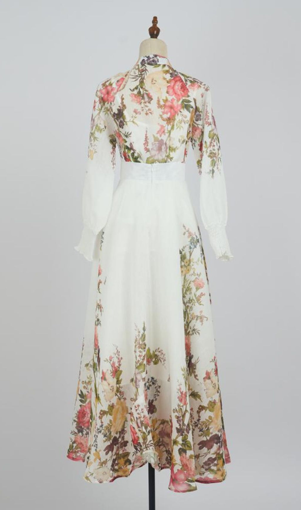 Gina White Floral  Long Sleeve Blouse & Skirt Set