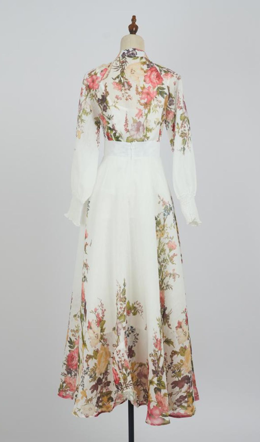 Gina White Floral  Long Sleeve Blouse & Skirt Set