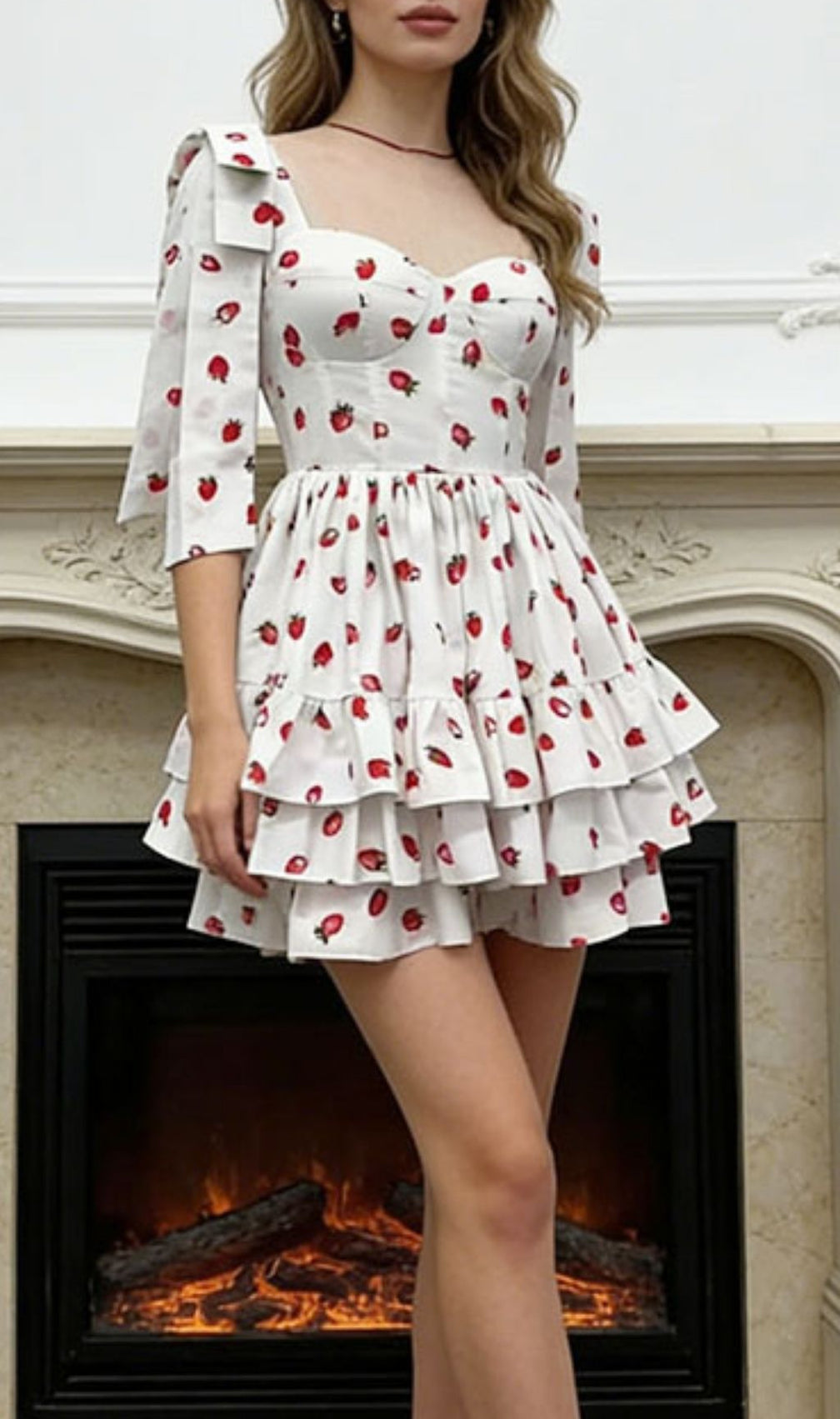 Kassia Sweetheart Strawberry Ruffle Mini Dress | Adorable Summer Style
