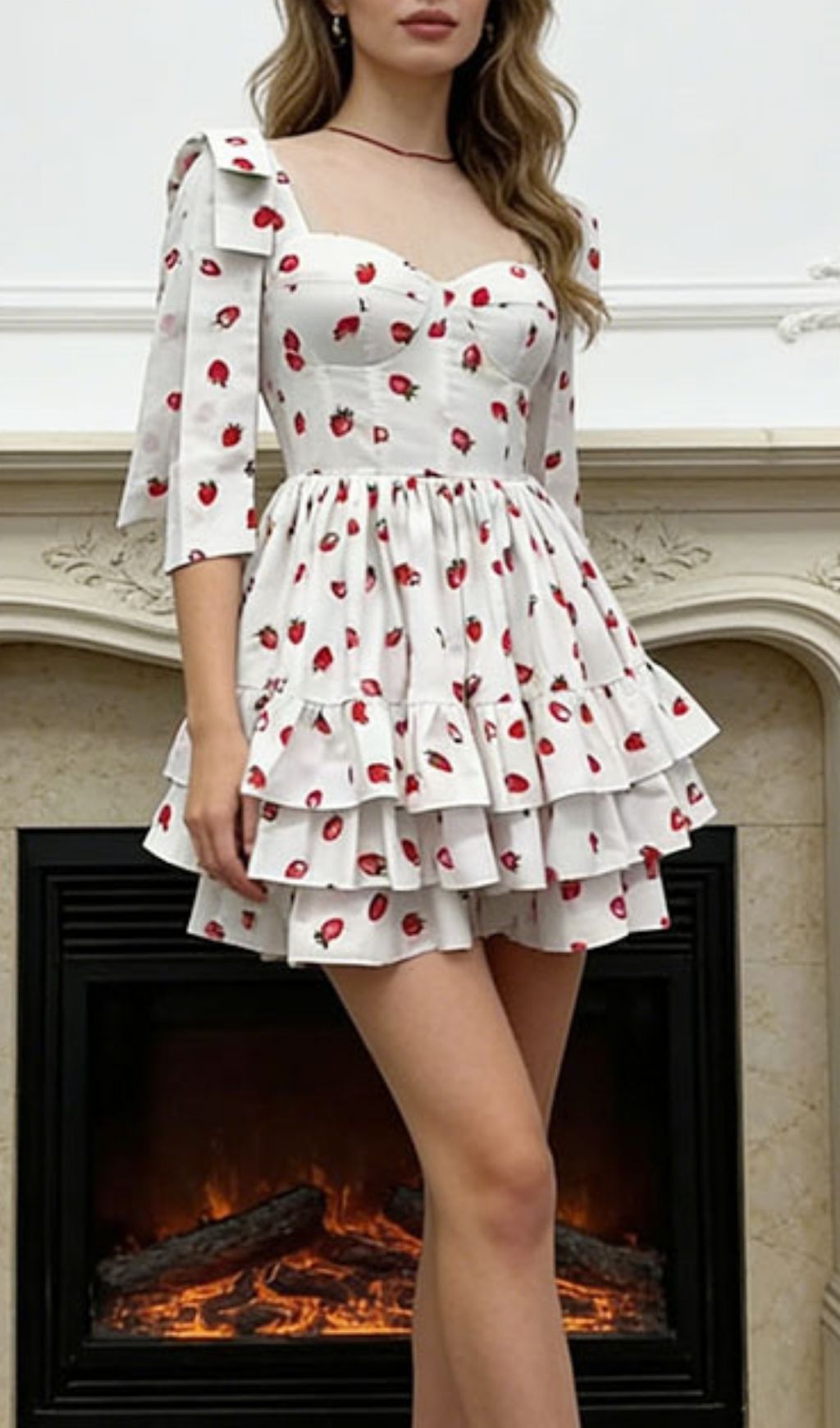 Kassia Sweetheart Strawberry Ruffle Mini Dress | Adorable Summer Style