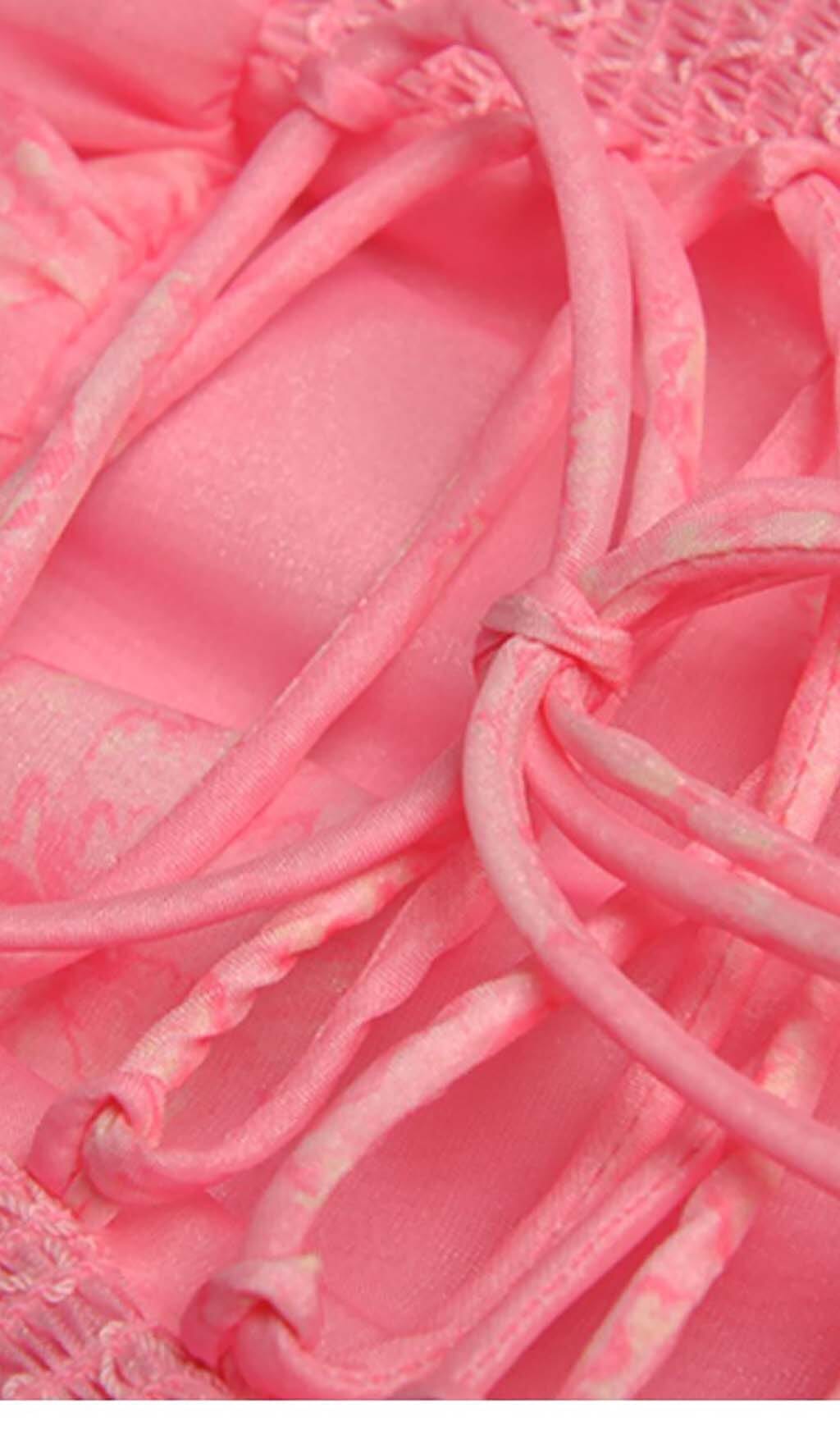 Puff Sleeve Tiered Mini Dress In Pink