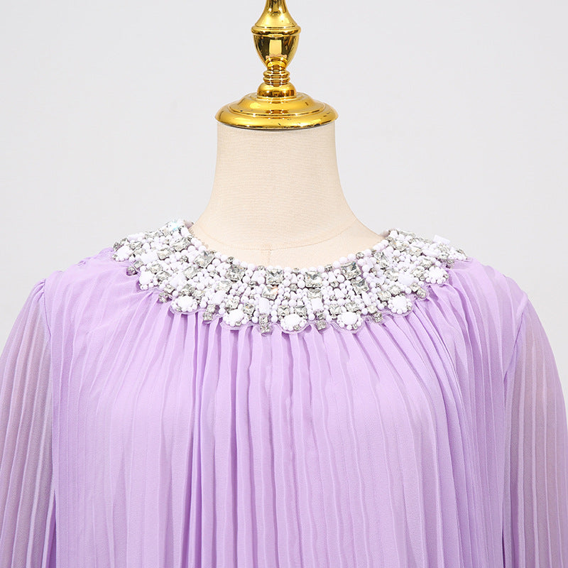 Felipe Embellished Feather Pleated Maxi Dress