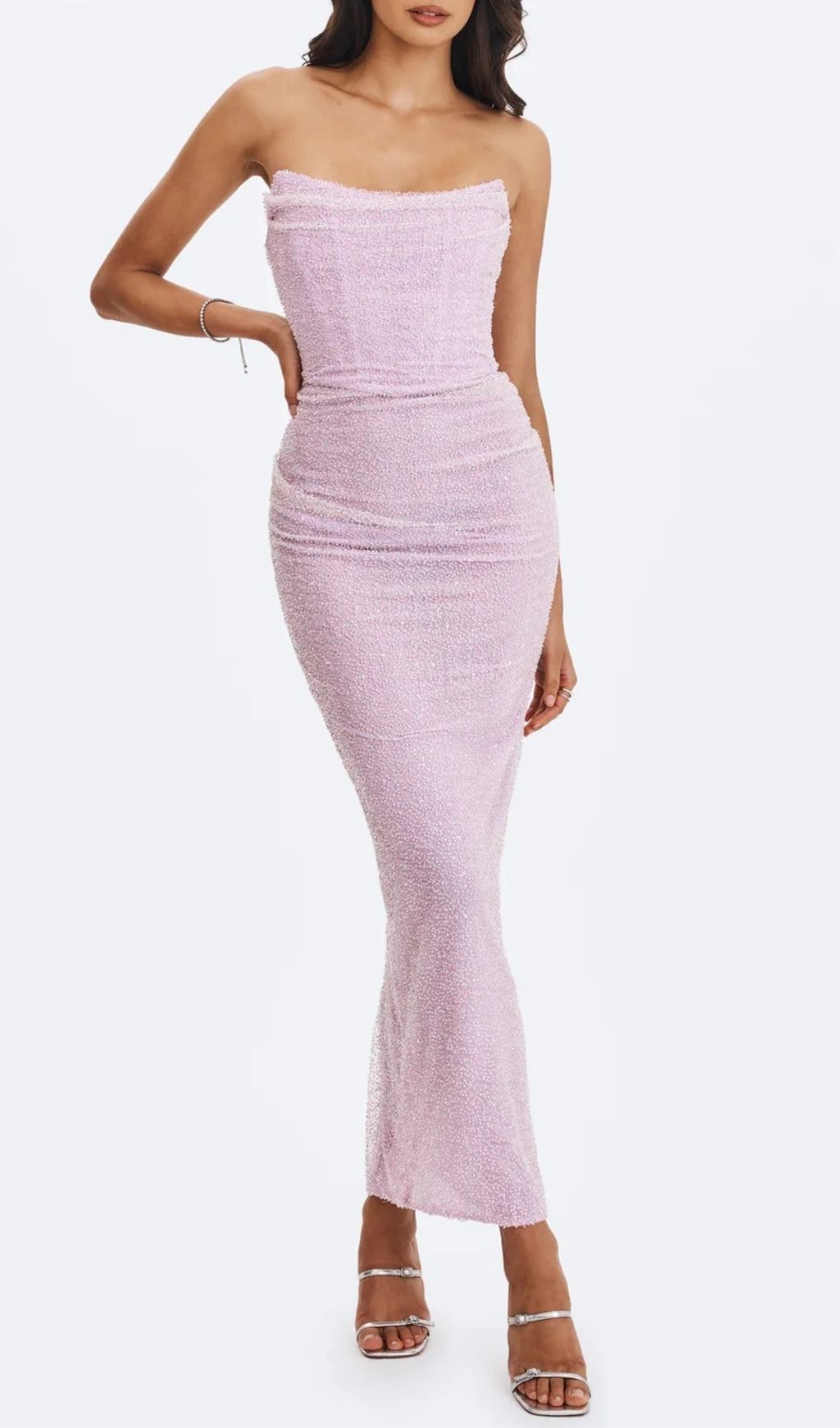 Kerrigan Pink Sequin Strapless Maxi Dress | Dazzling Formal Gown