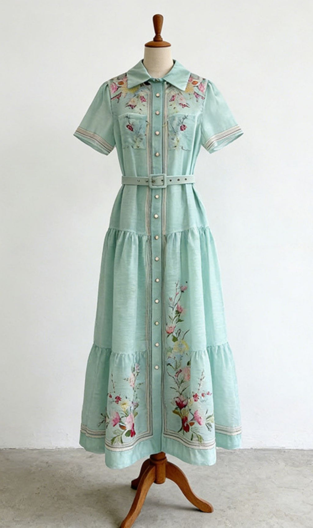 Kendyl Floral Maxi Shirt Dress with Belt - Elegant Spring & Summer Style