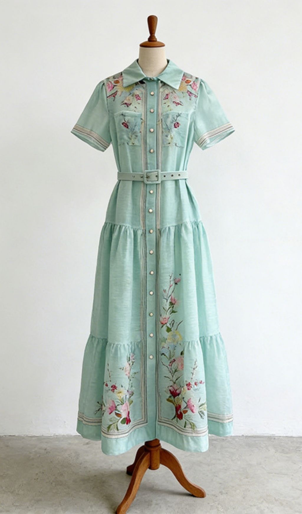 Kendyl Floral Maxi Shirt Dress with Belt - Elegant Spring & Summer Style
