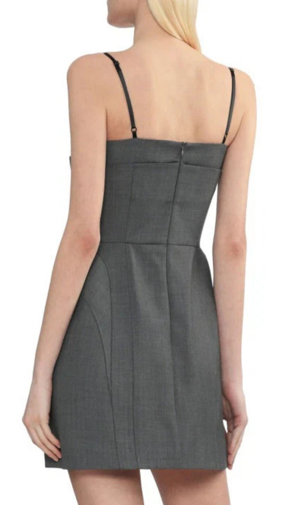 Arabela Bow-Front Grey Mini Dress - Chic Sweetheart Cocktail & Party