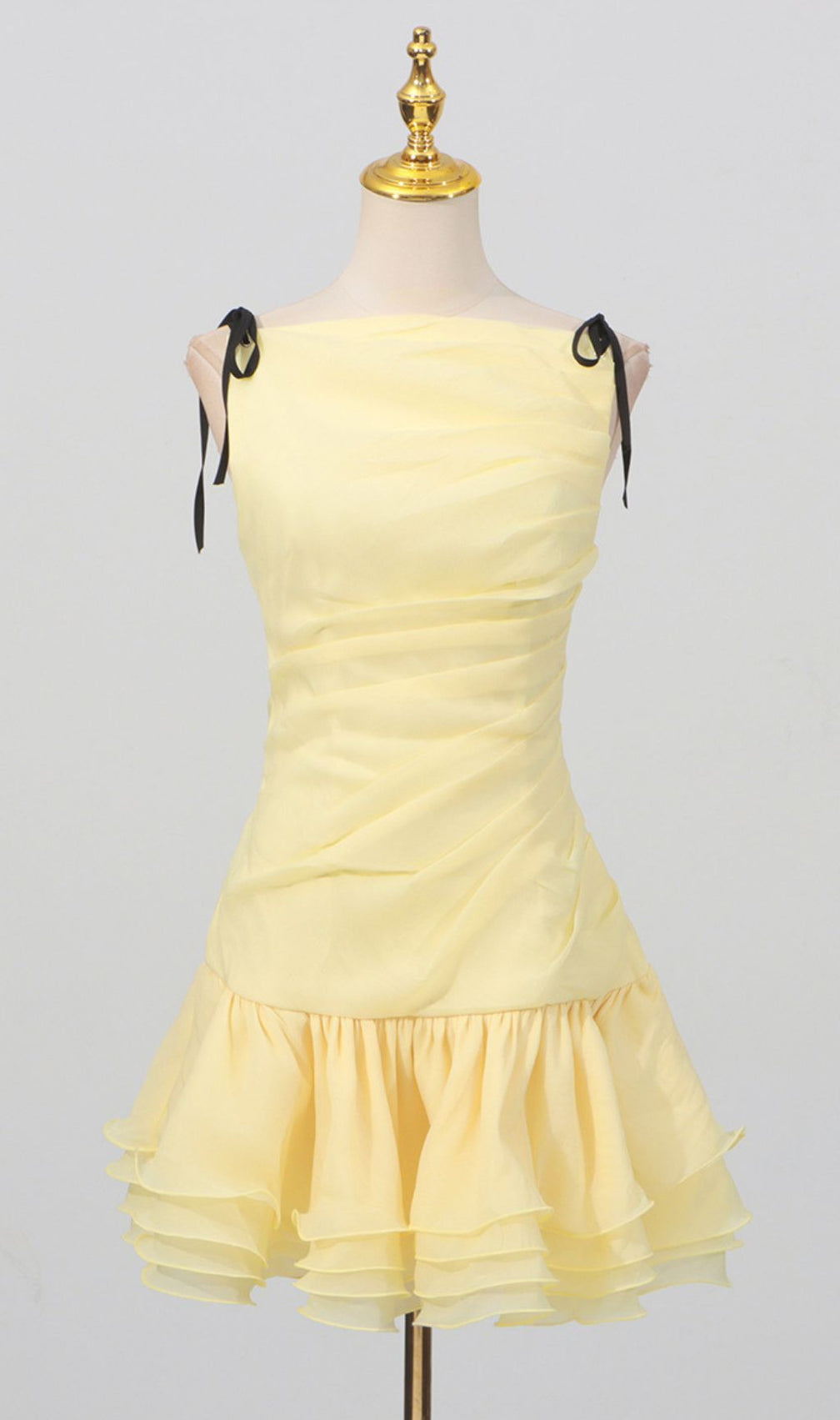 Glinda Yellow Sleeveless Layered Mini Dress
