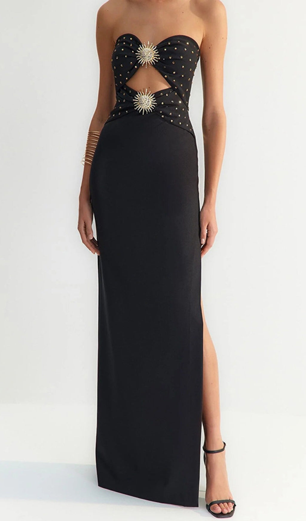 Annmarie Black Polka Column Maxi Dress