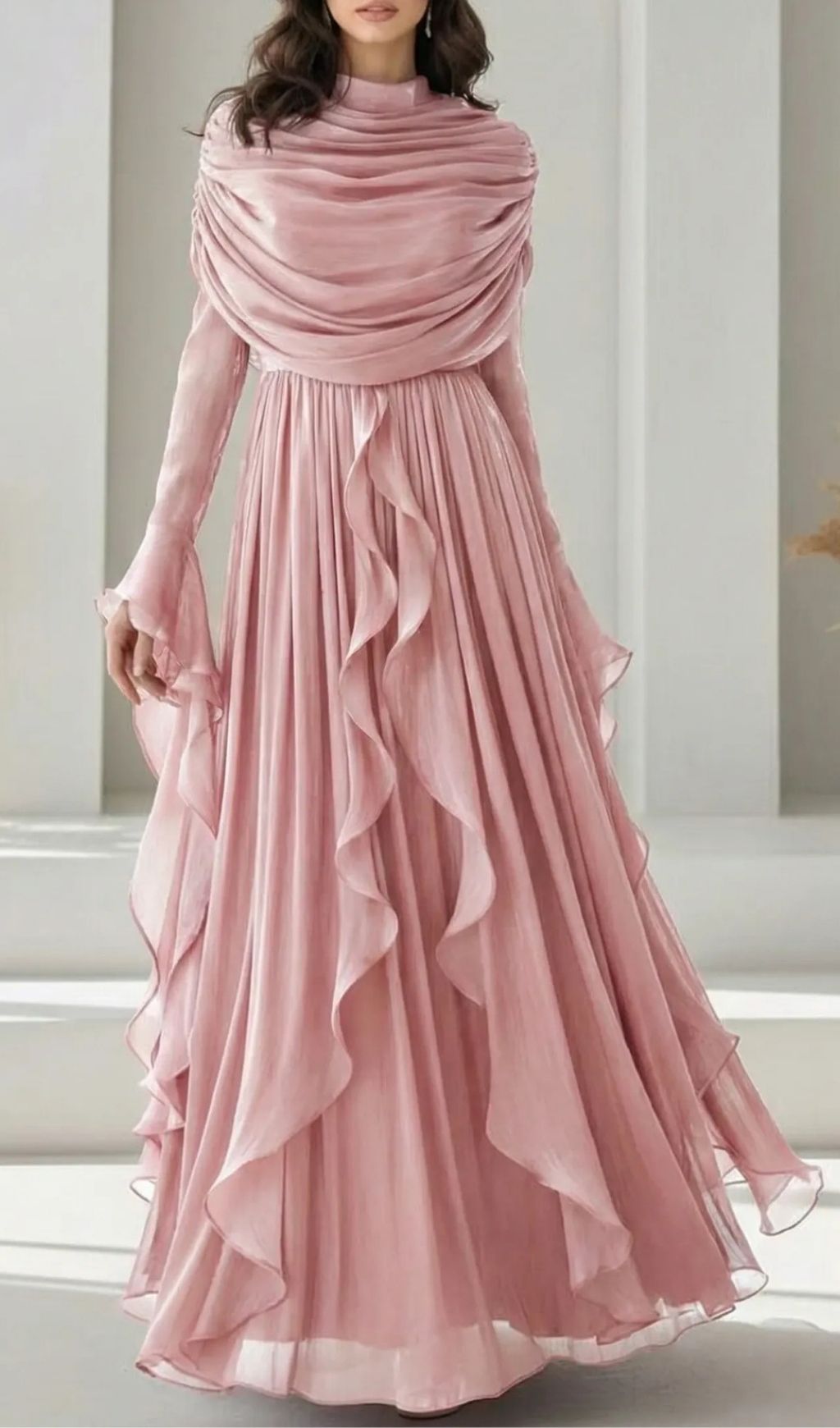 Karinna Rose Ruffle Maxi Dress - Elegant Long Sleeve Formal Gown