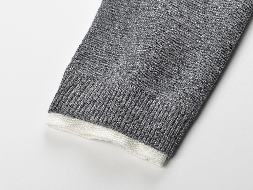 Hélio Chic Grey Knit Sweater Mini Dress with Peter Pan Collar