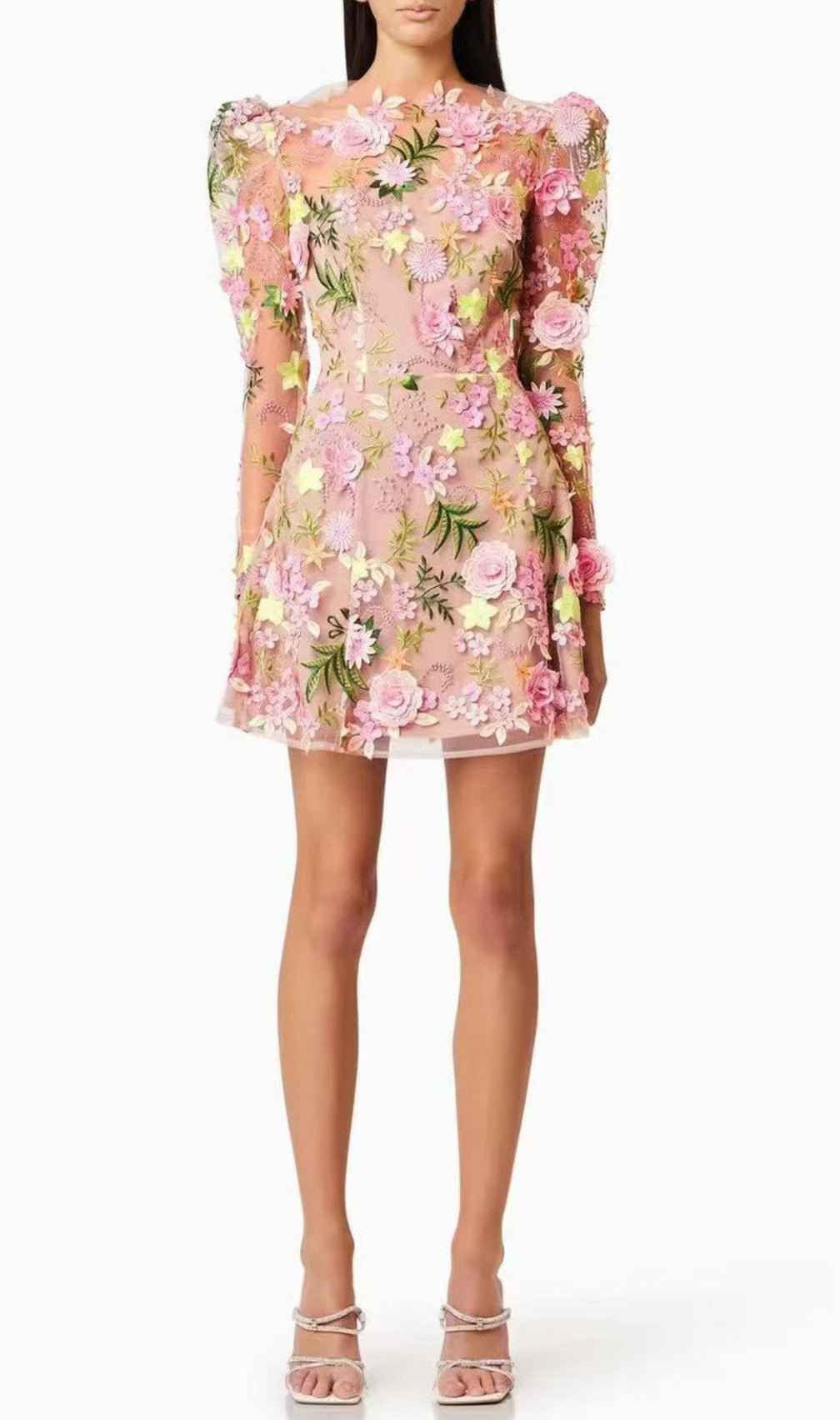 Emrys Flower Embroidery Long Sleeve Mini Dress