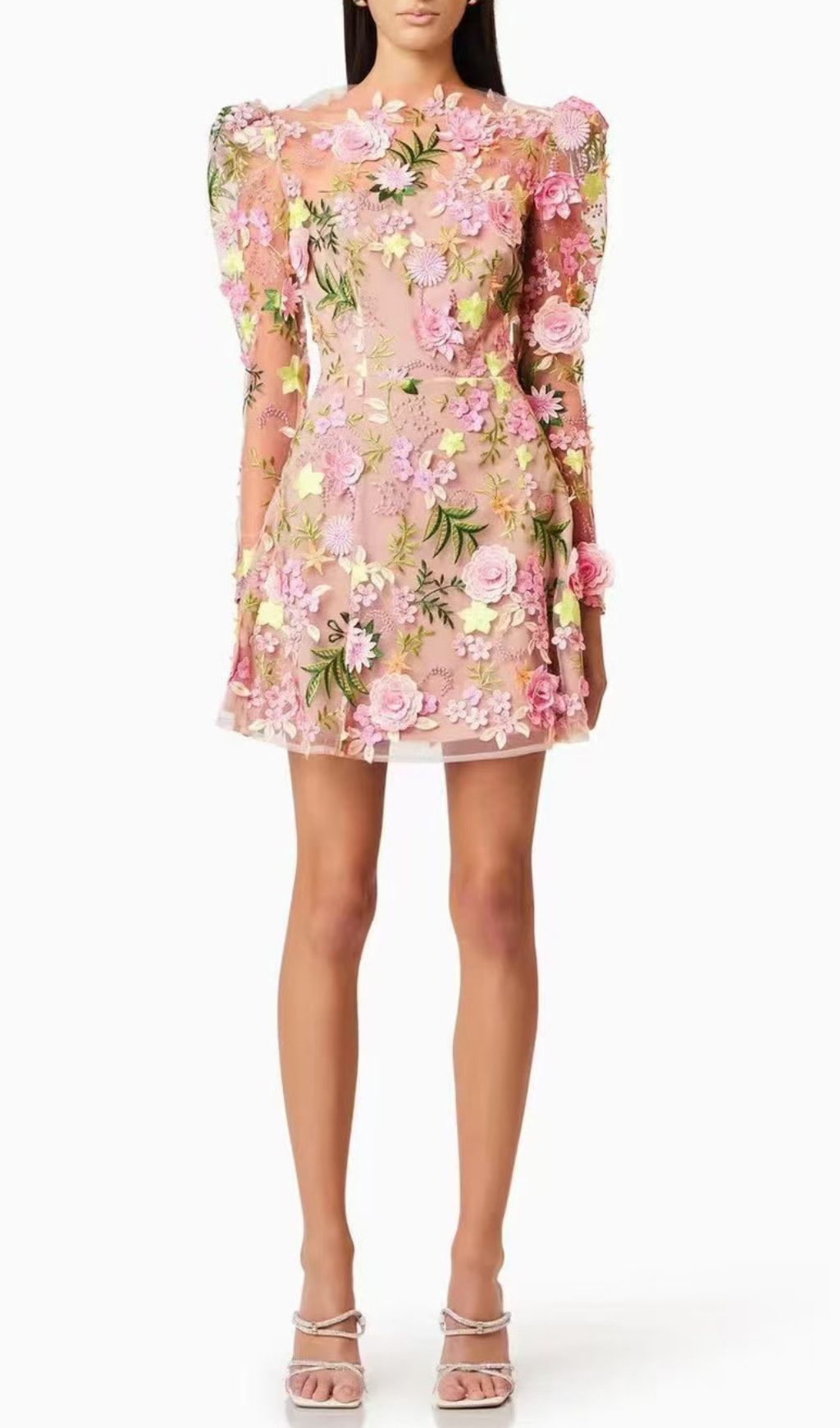 Emrys Flower Embroidery Long Sleeve Mini Dress
