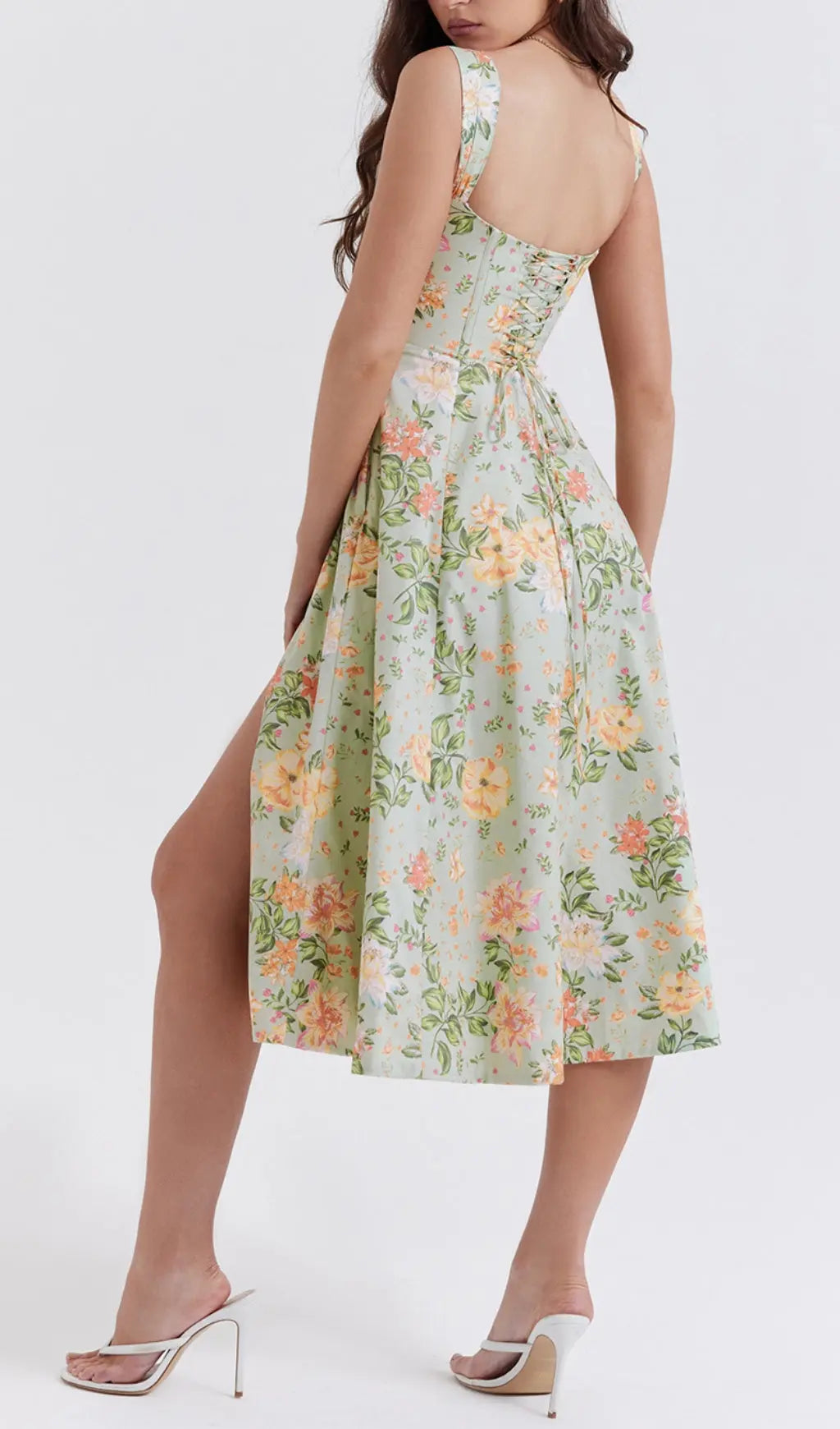 Light Jade Print Midi Sundress