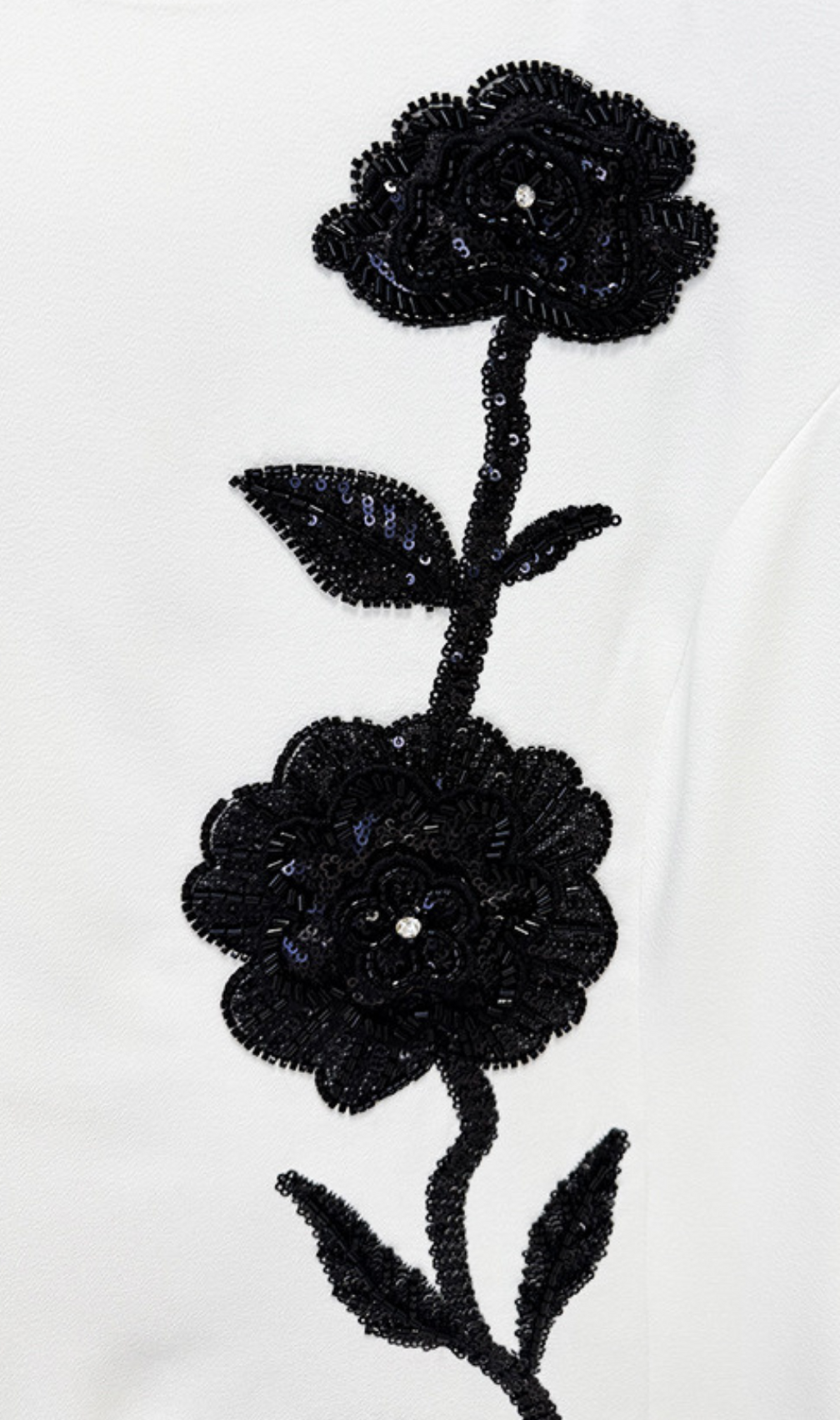 Gagenia White Flower Embellished Long Sleeve Gown